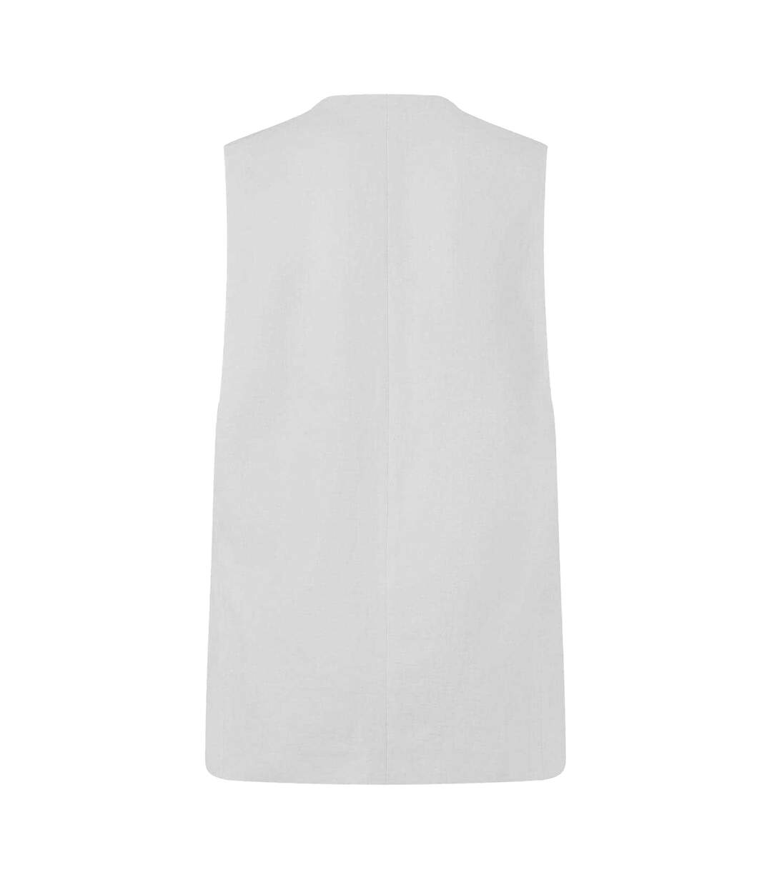 Womens/ladies Cotton Linen Waistcoat Optic White Edited-3