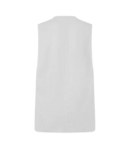 Womens/ladies Cotton Linen Waistcoat Optic White Edited