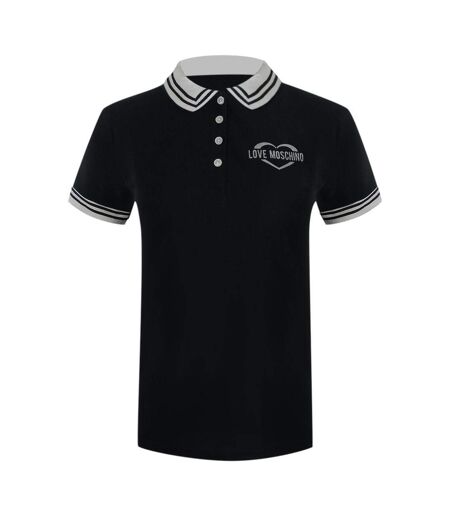 Mens Heart Cotton Logo Polo Shirt Black Love Moschino