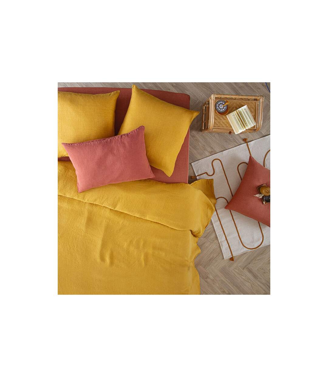 Housse de Couette Lin Adorable 260x240cm Jaune Ocre-4