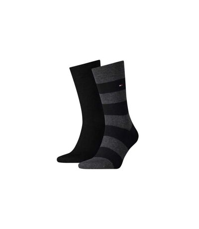 TOMMY HILFIGER Lot de 2 paires de Chaussettes Homme Coton RUGBY Noir