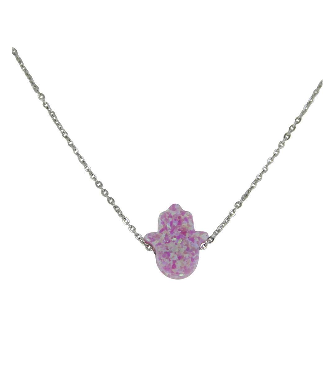 Collier Pendentif pour Femme Main de Fatma en Cristal Rose