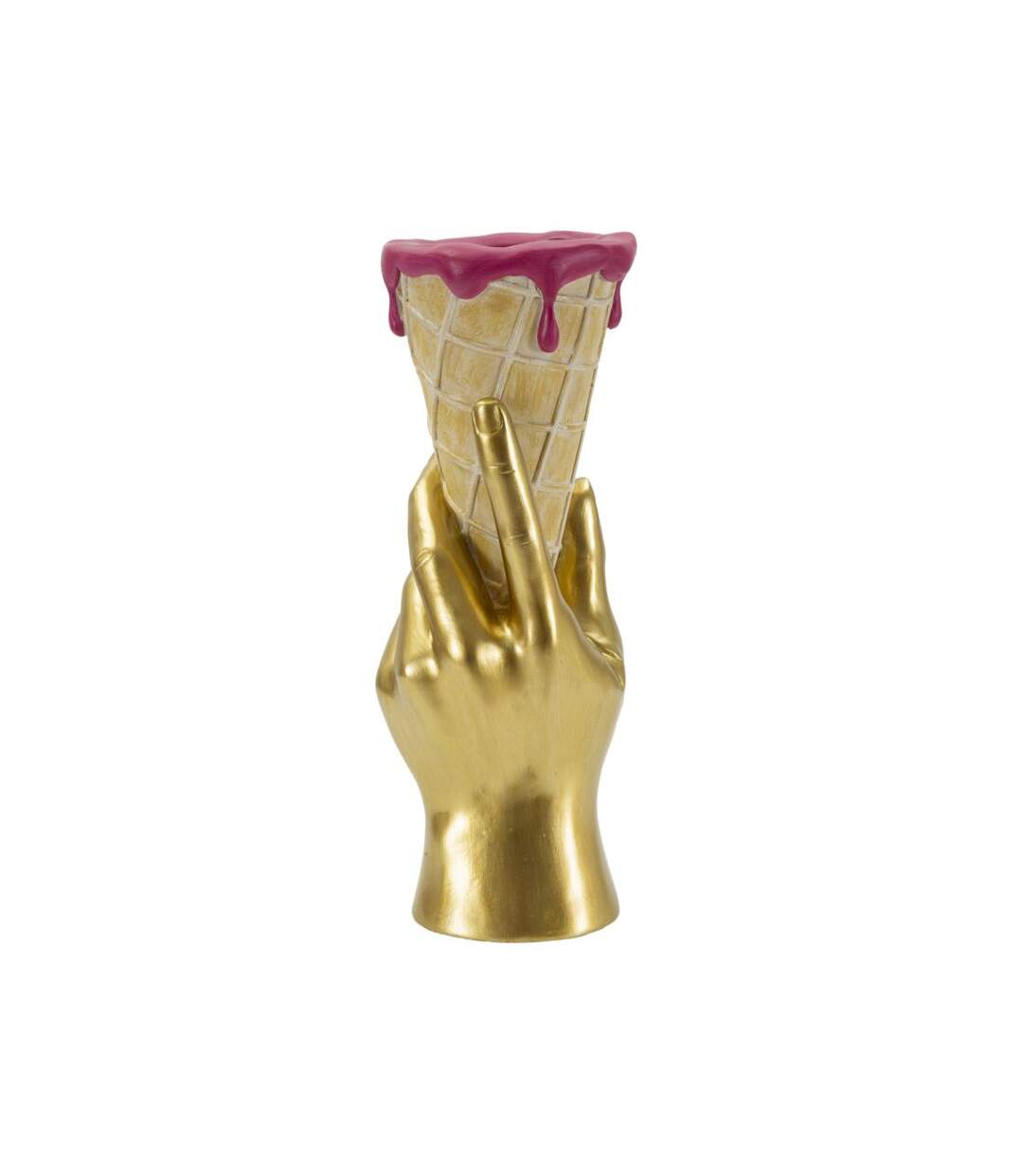 Vase Déco en Résine Cône 31cm Or-3