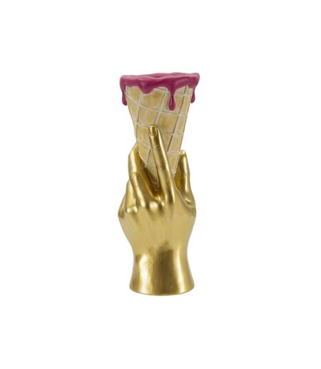 Vase Déco en Résine Cône 31cm Or
