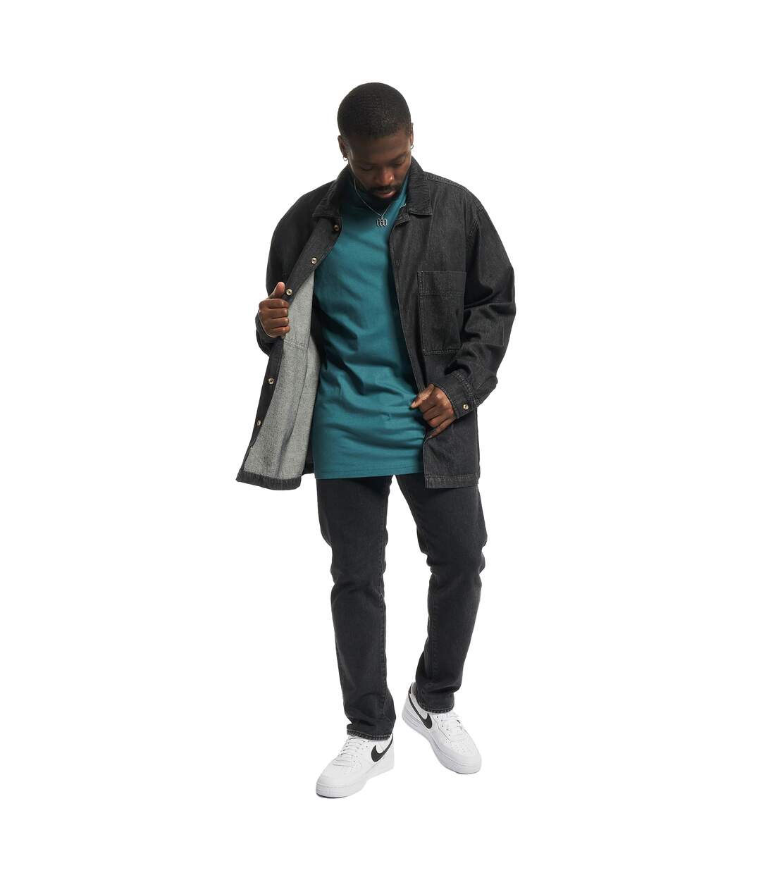 Mens Plain Tall T-shirt Bottle Green Urban Classics-1