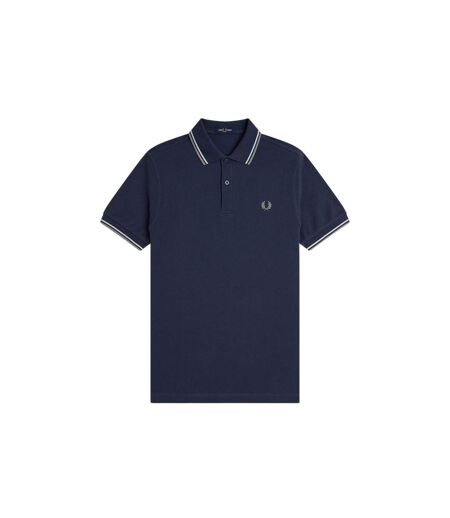 Polo Motif/style Double Pointe Homme Bleu Ardoise Fred Perry