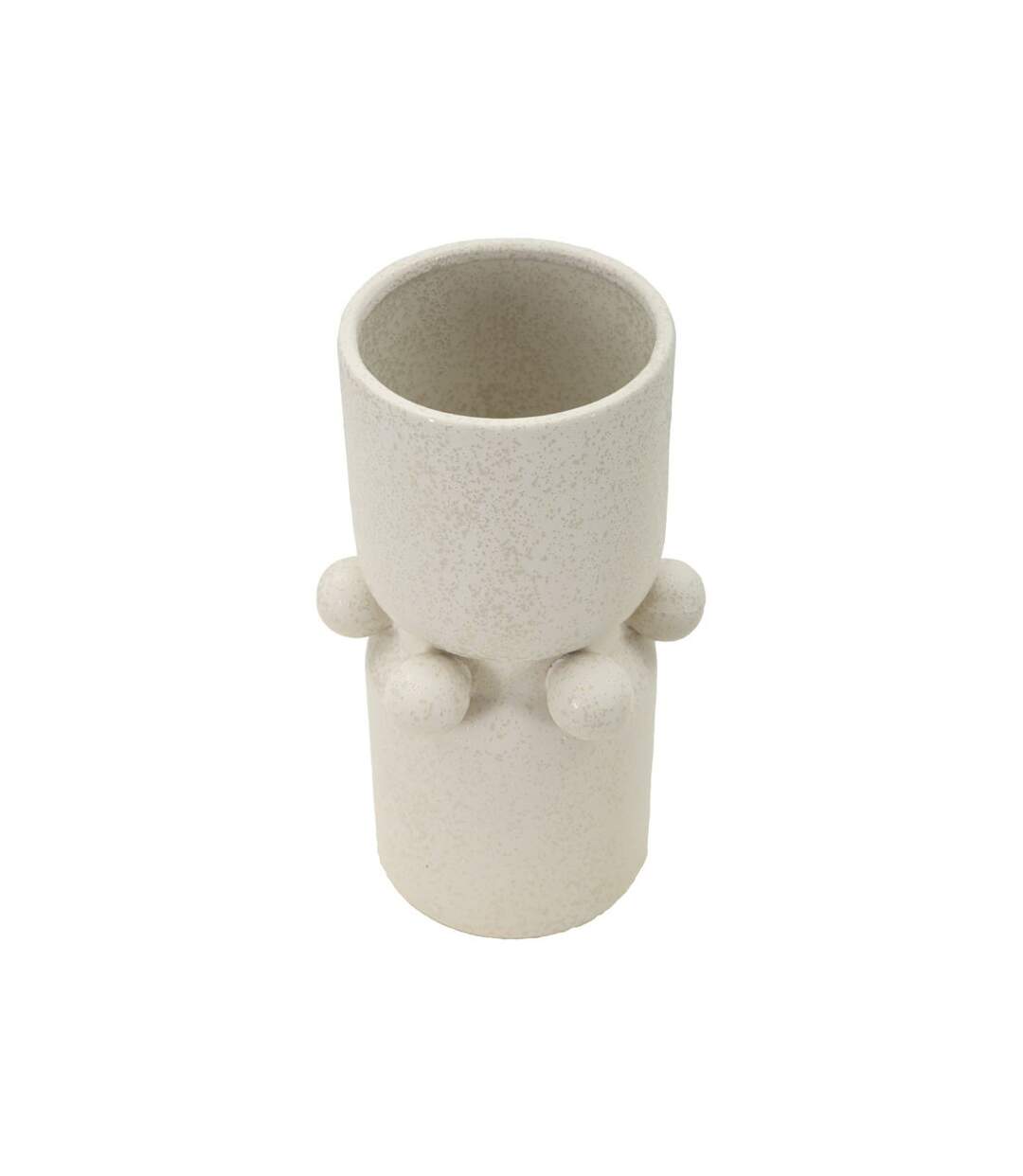Vase Cylindrique en Céramique Bubbles 28cm Crème-2