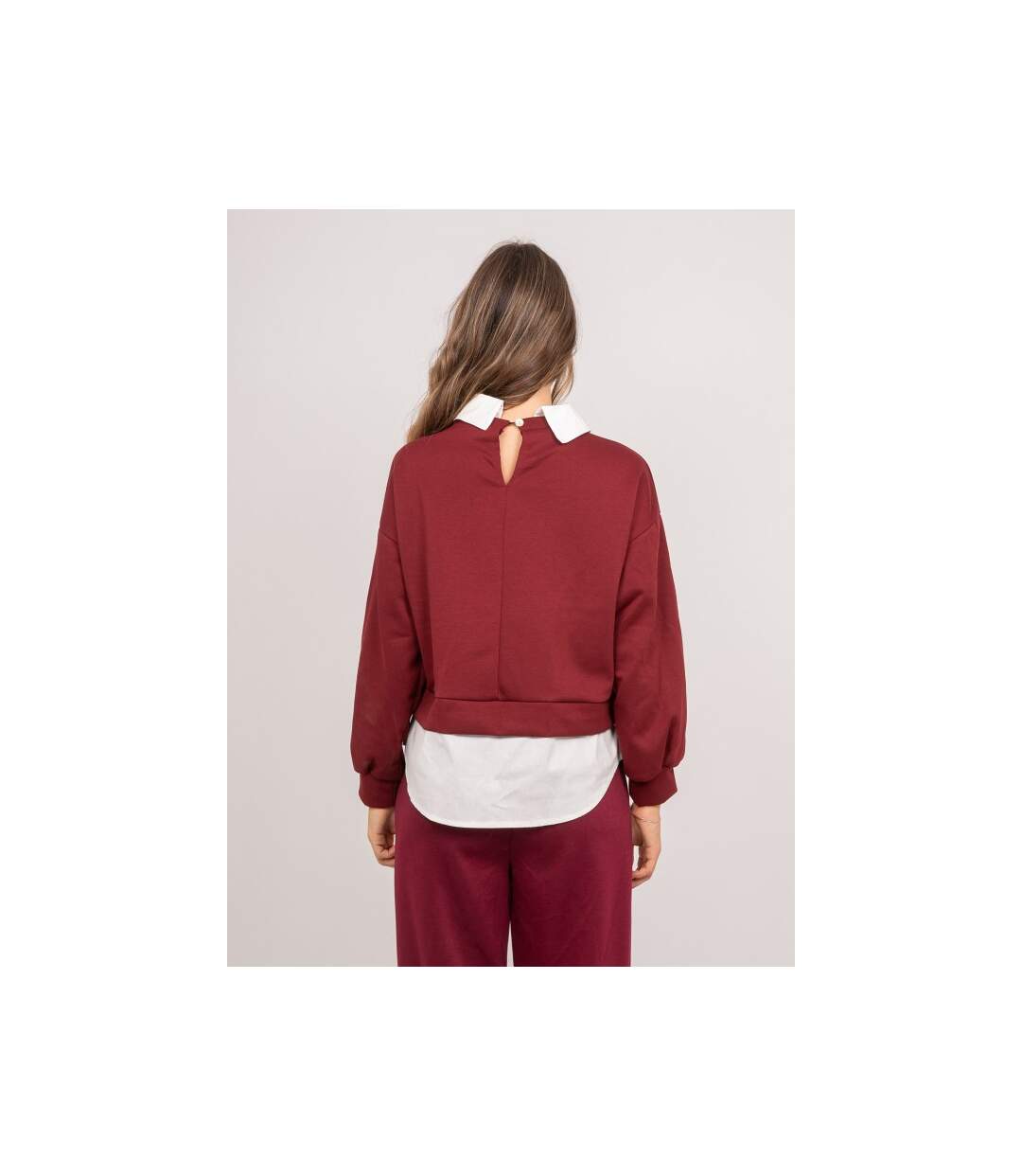Sweat 2 en 1 effet chemise col blanc YUNA - Dona X Lisa-2