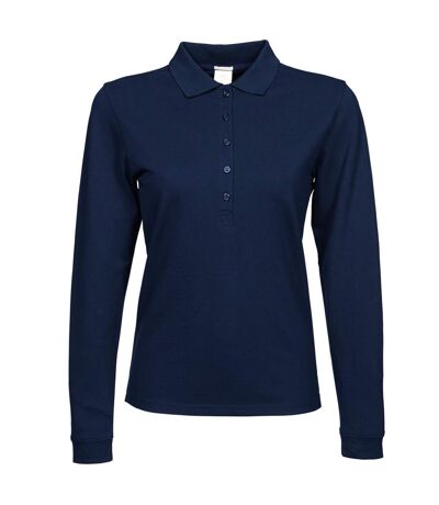 Tee Jays Womens/Ladies Luxury Stretch Long Sleeve Polo Shirt (Navy Blue) - UTBC3308