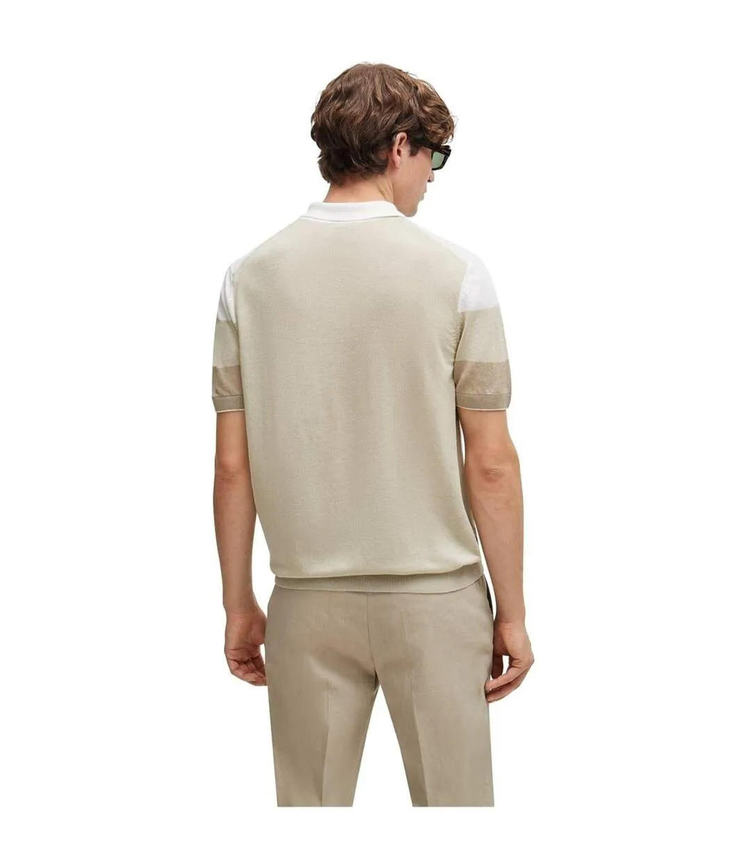 Polo Motif/style À Rayures Trieste Homme Beige Clair Boss-3