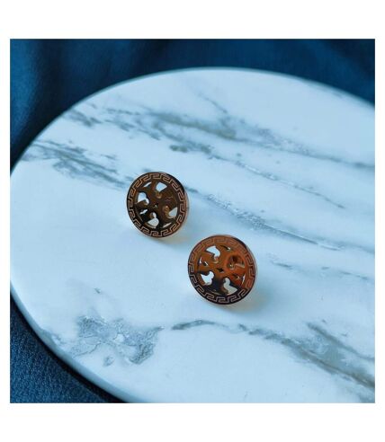 Large Round TB Elegant 18ct Gold Plated Stud Earrings