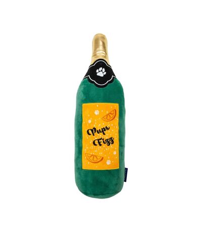 Pups fizz plush dog toy one size green/gold/yellow Ancol