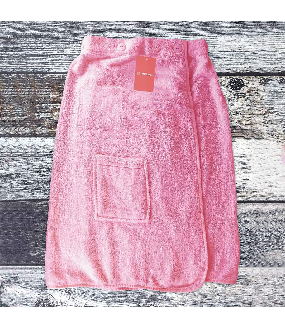Ladies 100% Cotton Terry Cloth Spa Bath Towel Wrap with Pocket-5