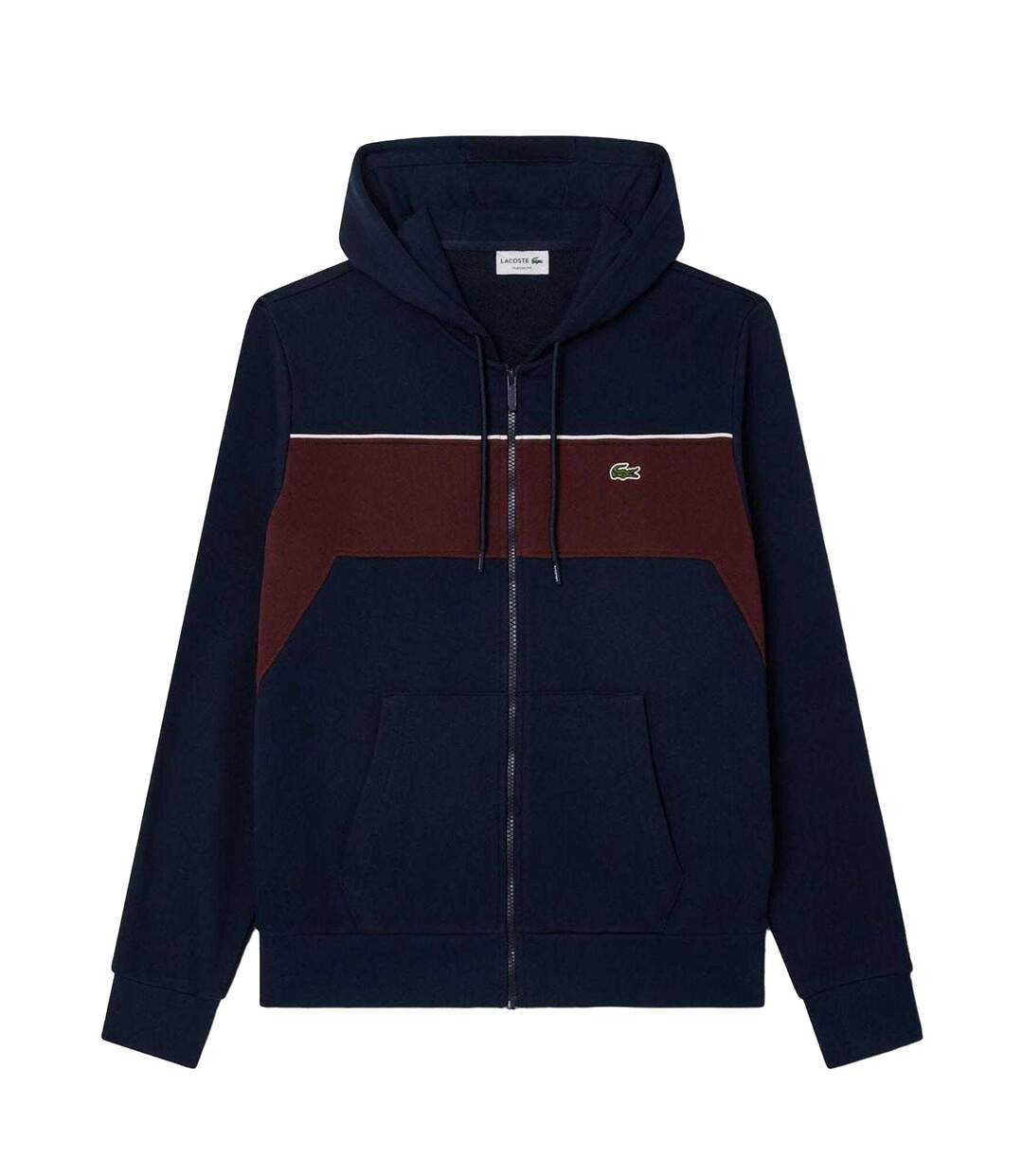 Mens Colour Block Full Zip Hoodie Navy Red Lacoste-2