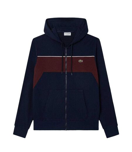 Mens Colour Block Full Zip Hoodie Navy Red Lacoste