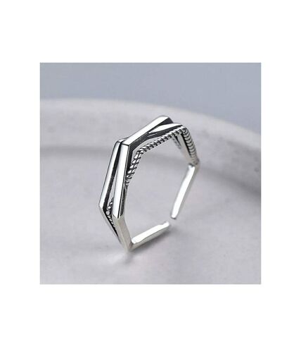 925 Sterling Silver Geometric Hexagon Stackable Slim Band Ring