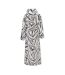 Womens/ladies Zebra Print Hooded Robe Grey White Biba-2