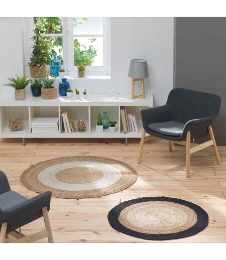 Tapis Rond Déco en Jute Salem 90cm Noir
