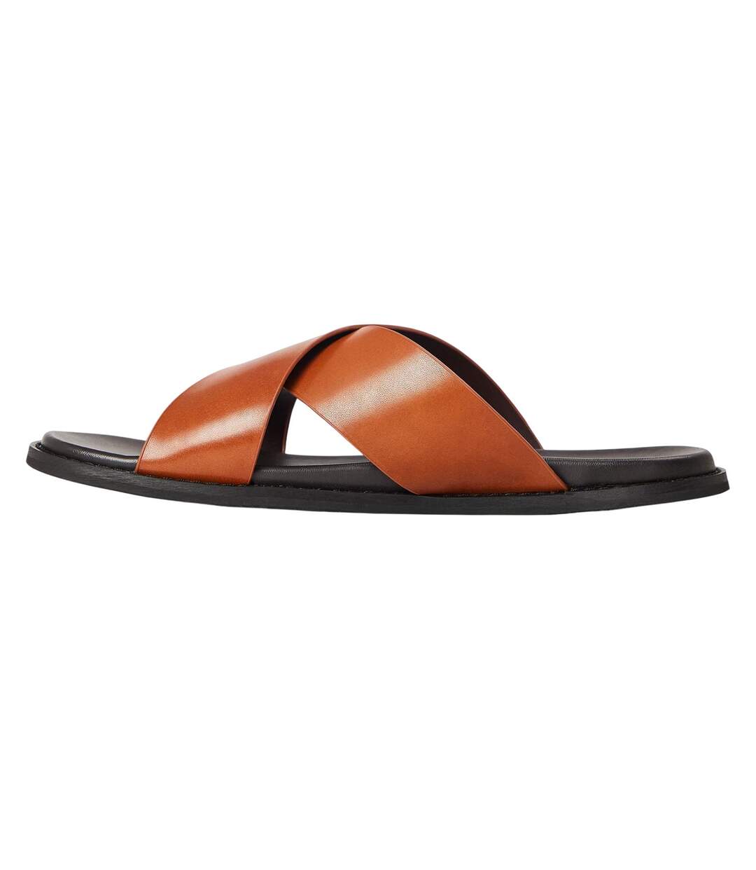 Mens Leather Criss Cross Strap Flat Sandals Brown Dune London-2