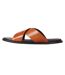 Mens Leather Criss Cross Strap Flat Sandals Brown Dune London-2