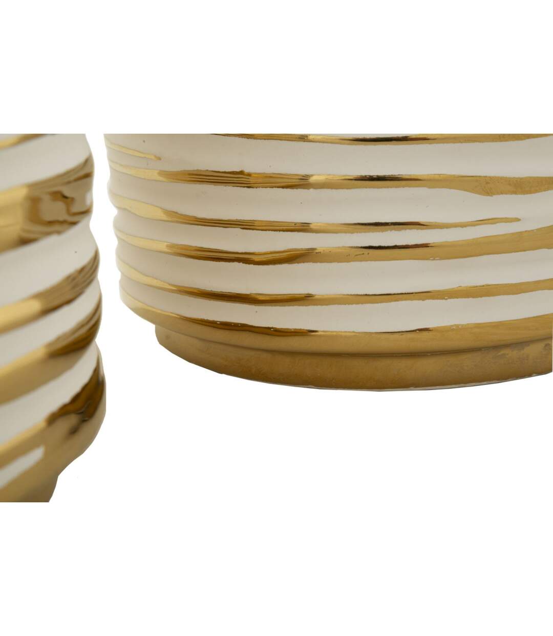 Lot de 2 Vases en Céramique Blom 23cm Or & Blanc-3