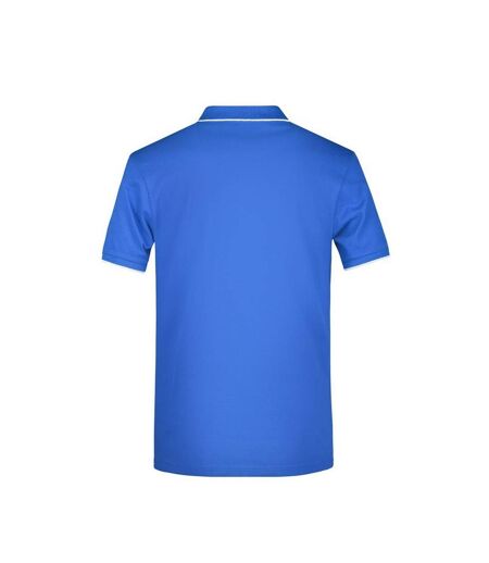 Polo Motif/style Rayures Contrastées Homme Bleu Roi Blanc James And Nicholson
