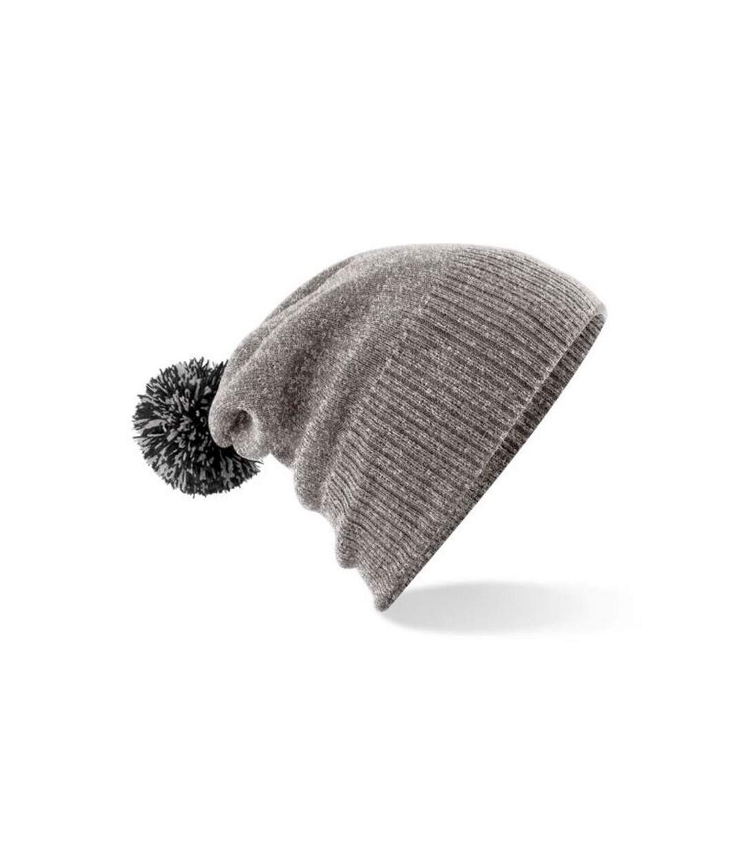 Adults unisex snowstar beanie heather grey/black Beechfield-1