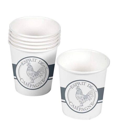 Lot de 10 Gobelets en Carton Esprit Campagne 23cl Blanc