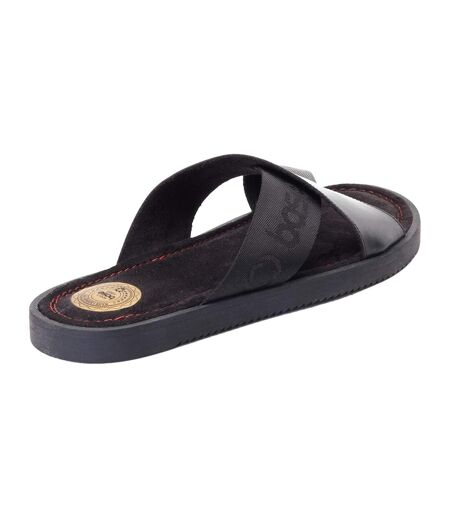 Mens Webb Leather Sliders Black Base London