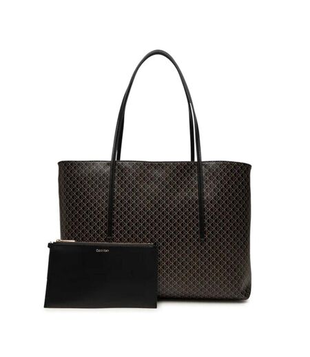 Sac cabas noir femme calvin klein jeans emblem aop tote
