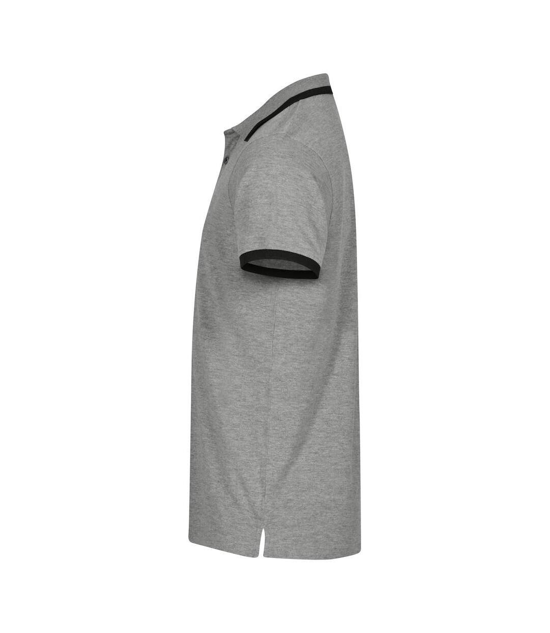 Mens Austin Polo Shirt Grey Melange Clique-3