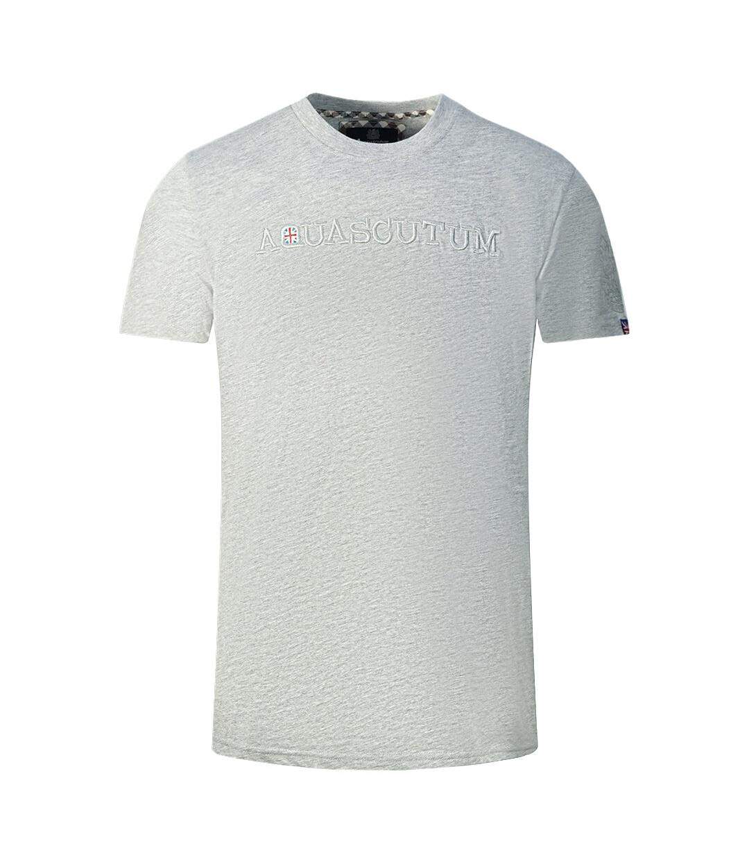 Mens Embossed Logo T-shirt Grey Aquascutum-1