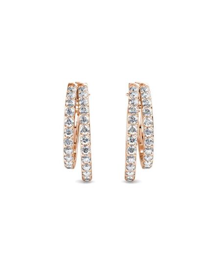 Boucles d'oreilles Duo Circlet - Or Rosé et Cristal