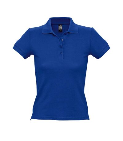 SOLS Womens/Ladies People Pique Short Sleeve Cotton Polo Shirt (Royal Blue)