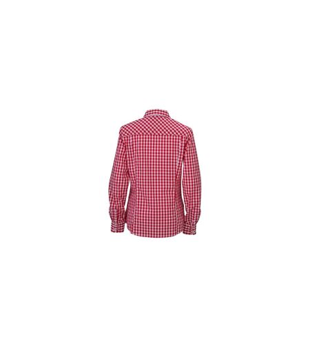 chemisier chemise manches longues FEMME carreaux vichy JN616 - rouge