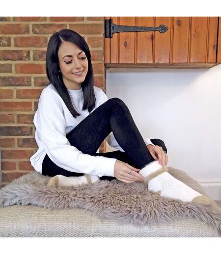 1 Pack Ladies Alpaca Wool Slipper Bed Socks with Star Grips