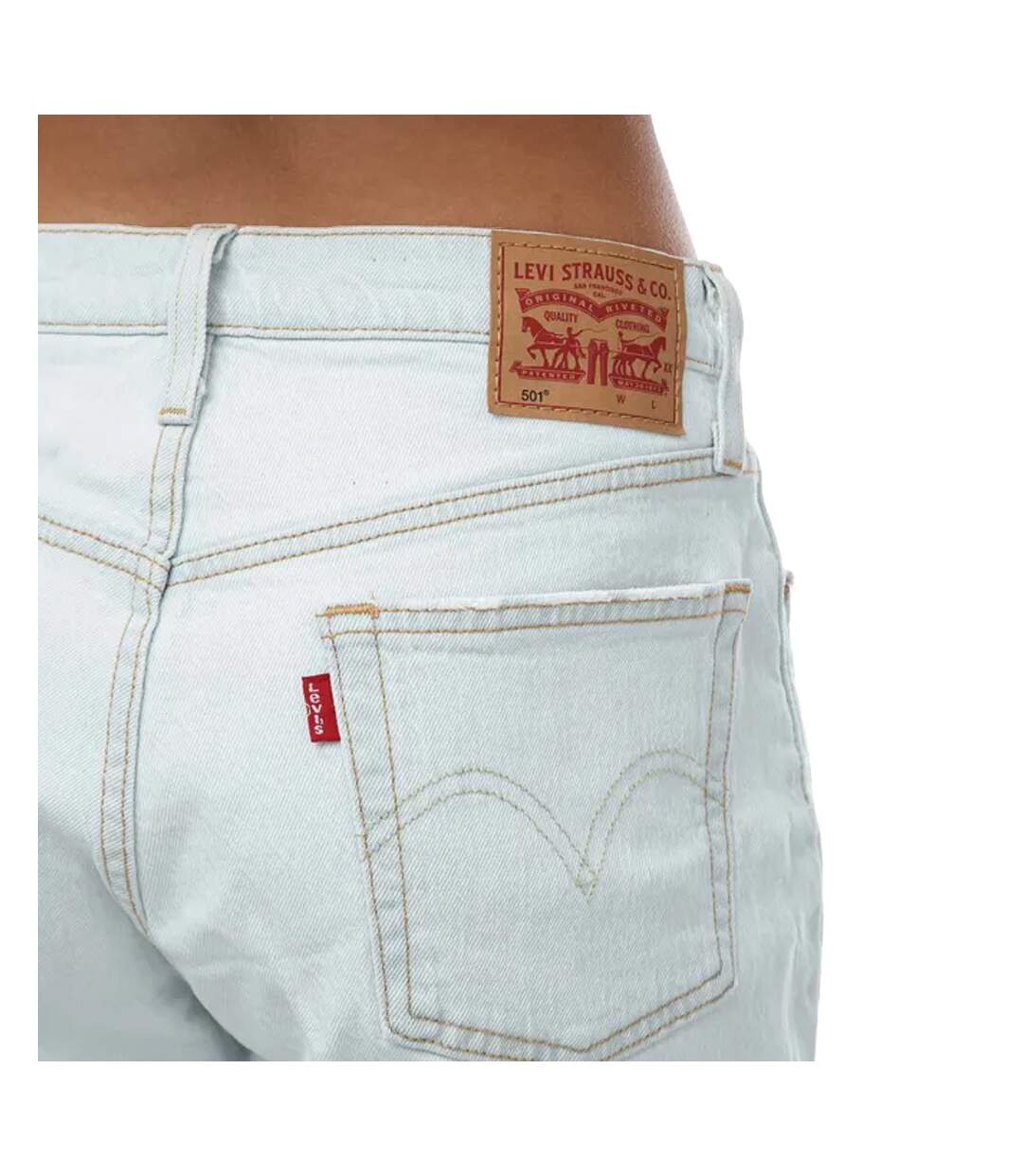 Womens/ladies 501 Mid Thigh Shorts Light Blue Levis-3