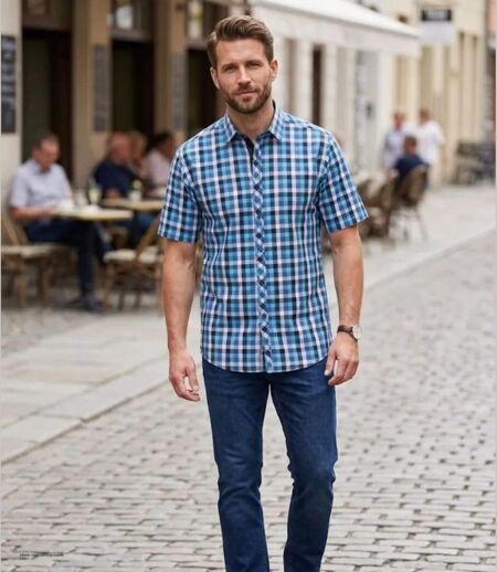 CHALLENGER B3141A - Chemisettes manches courtes pour homme : le confort d'un entretien facile au quotidien