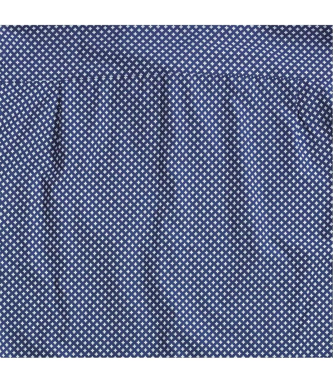 Chemise Manches Courtes Homme Bleu Marine Blanc Fabric-4