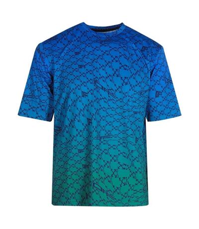 Unisex Adult All-over Print Sports T-shirt Peacock Blue Off White