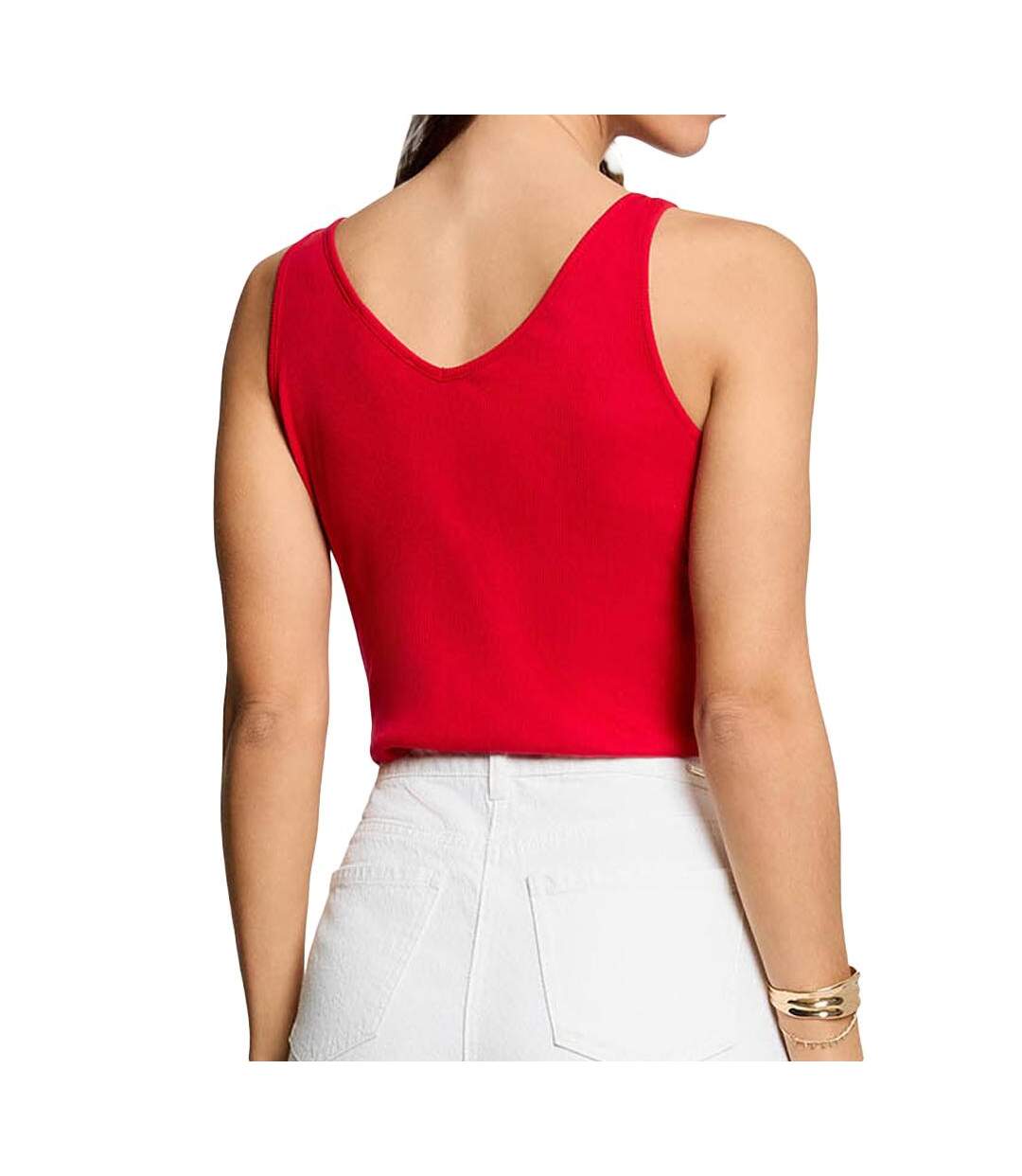 Débardeur cintré col v rouge femme morgan bijoux-2