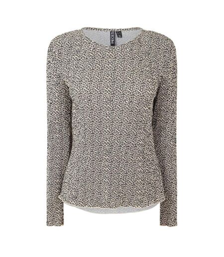 Womens/ladies Crew Neck Relaxed Fit Long-sleeved Blouse Natural Pieces