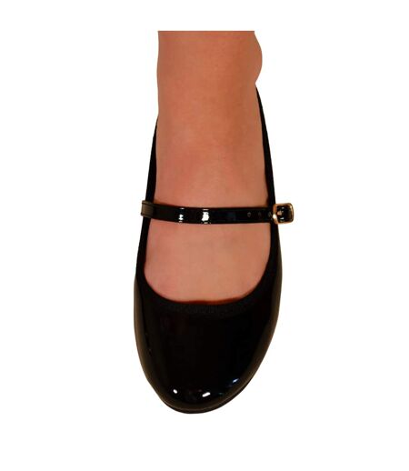 Where´s that from womens/ladies josie patent faux leather straps ballerina flats black Where's That From