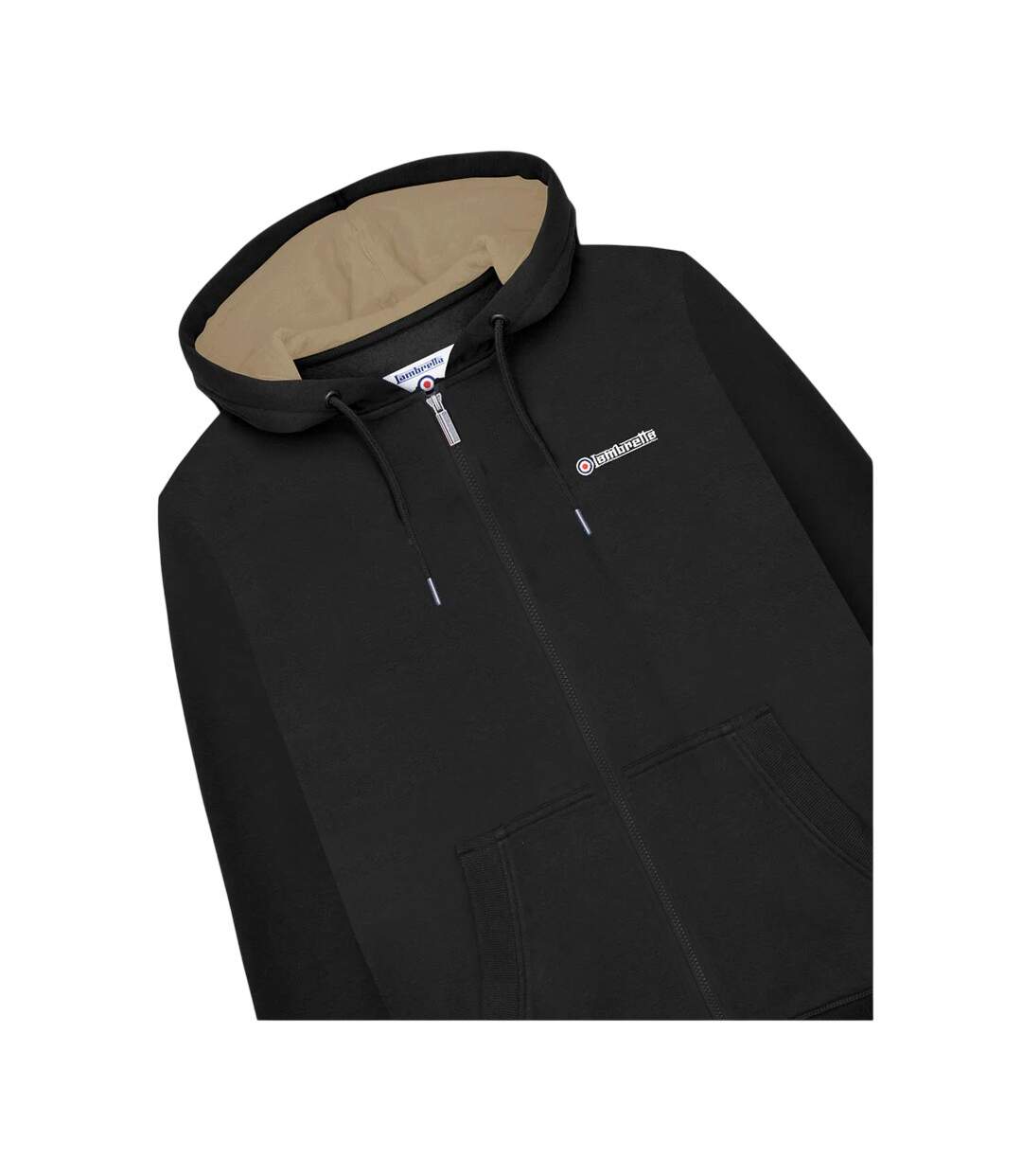 Mens Full Zip Hoodie Black Cashew Gold Lambretta-4