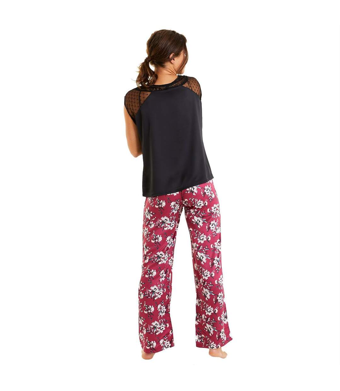 Top de pyjama noir Pivoine