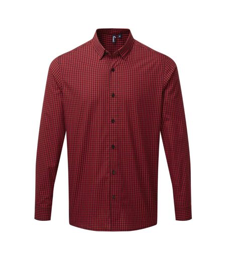 Premier Mens Maxton Check Long Sleeve Shirt (Black/Red)