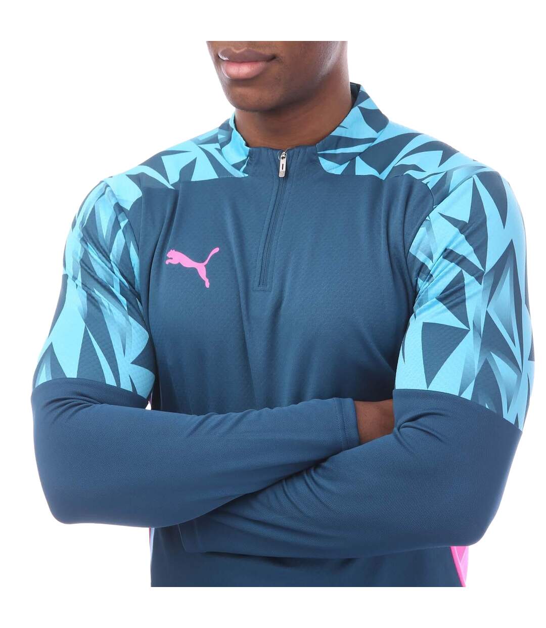 Mens Individual Final Quarter Zip Training Top Blue Puma-3
