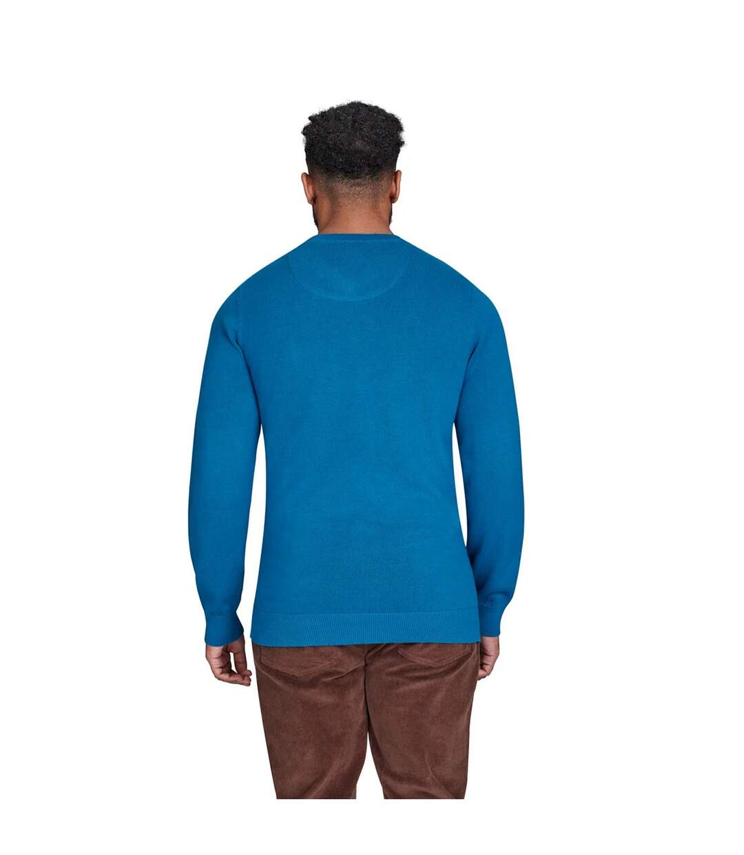 Mens Classic Knitted Cashmere Blend V Neck Jumper Teal Raging Bull-3