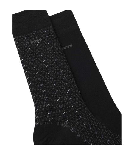 Lot De 2  Chaussettes Motif/style À Motifs Homme Noir Boss
