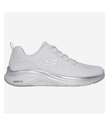 Womens/ladies midnight glimmer vapor foam trainers white/silver Skechers